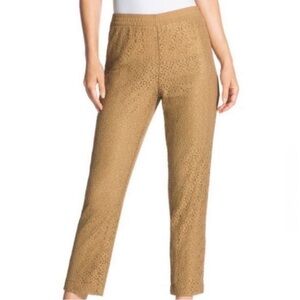 Chico's The Ultimate Fit Arabian Camel Lace Overlay Pullon Ankle Pants L/14